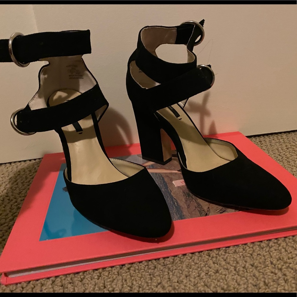 Zara two ankle strap black heels